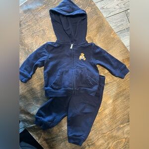 RALPH LAUREN Bear Hooded Tracksuit Sweatsuit 6 Mo [H-4]